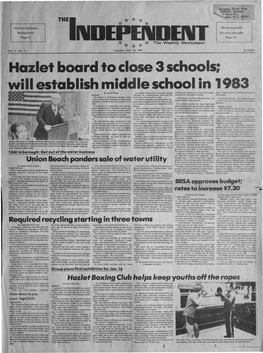 H Azlet Board to Close 3 Schools; W Ill Establish M Iddle School in 1983