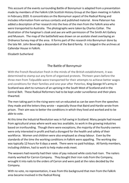 The Battle of Bonnymuir with the French Revolution Fresh in the Minds of the British Establishment, It Was Determined to Stamp out Any Form of Organised Protests