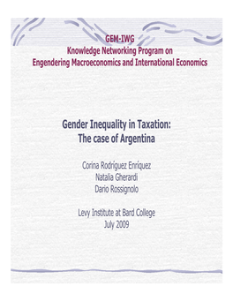 Gender Inequality in Taxation: the Case of Argentina