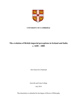 The Evolution of British Imperial Perceptions in Ireland and India C. 1650 – 1800