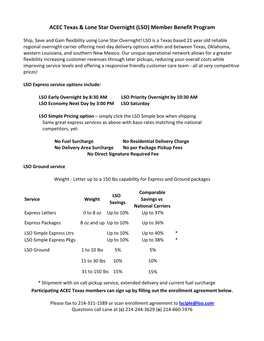 ACEC Texas & Lone Star Overnight (LSO) Member Benefit Program