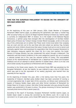 AVİM Commentary • No: 2020 / 42 • October 2020