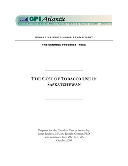 The Cost of Tobacco Use in Saskatchewan