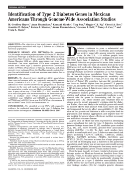 Identification of Type 2 Diabetes Genes in Mexican Americans Through Genome-Wide Association Studies