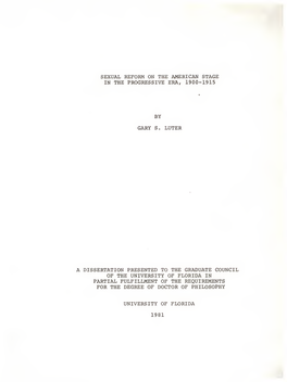 Sexual Reform on the American Stage in the Progressive Era, 1900-L9l5