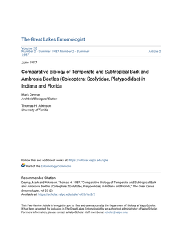Comparative Biology of Temperate and Subtropical Bark and Ambrosia Beetles (Coleoptera: Scolytidae, Platypodidae) in Indiana and Florida