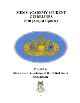 MEMS ACADEMY STUDENT GUIDELINES 2020 (August Update)