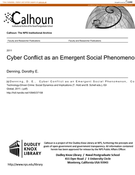 Cyber Conflict As an Emergent Social Phenomenon