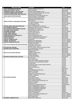 Merchant Name Location City 1 Able Enterprise (M