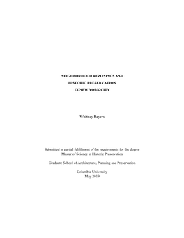 Neighborhood Rezonings and Historic Preservation in New York City