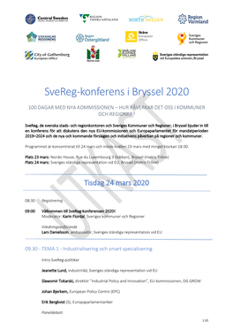 Svereg-Konferens I Bryssel 2020