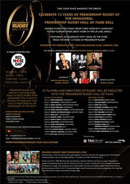 Celebrate 15 Years of Premiership Rugby at the Inaugural Premiership Rugby Hall of Fame Ball