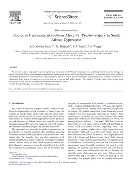 Pseudo-Vivipary in South African Cyperaceae ⁎ K.D