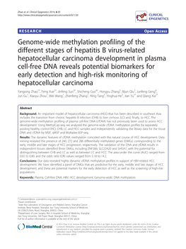 Genome-Wide Methylation Profiling of the Different Stages of Hepatitis B Virus-Related Hepatocellular Carcinoma Development in P