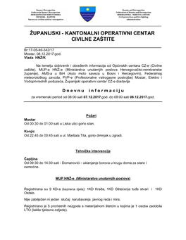 Županijski Operativni Centar CZ - E Dostavlja