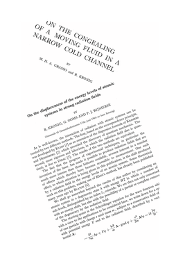 Ralph Kronig on the Displacement of the Energy Levels of Atomic Systems in Strong Radiation Fields (Med G