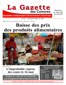 Baisse Des Prix Des Produits Alimentaires