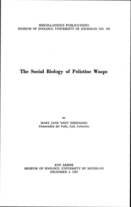 The Social Biology of Polistine Wasps