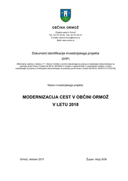 Modernizacija Cest V Občini Ormož V Letu 2018