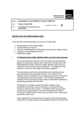 Report for the Period March 2006