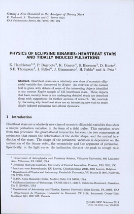 HEARTBEAT STARS and TIDALLY INDUCED PULSATIONS 1 Introduction