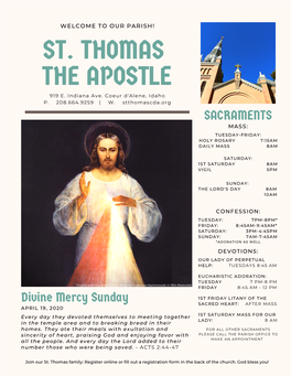 Copy of St. Thomas the Apostle Bulletin Divine Mercy