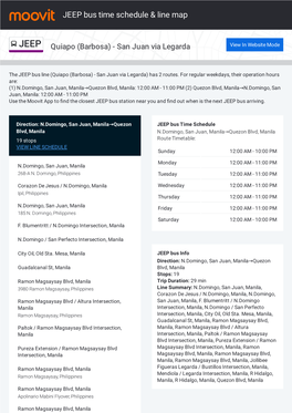 JEEP Bus Time Schedule & Line Route