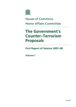 The Government's Counter–Terrorism Proposals