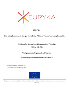 EURYKA Codebook for the Analysis of Organizations' Websites