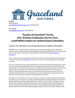 “Auction at Graceland” During Elvis' Birthday Celebration Garners Over