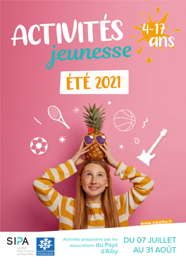 ACTIVITÉS Ans Jeunesse ÉTÉ 2021