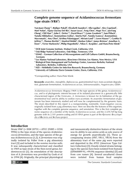 Acidaminococcus Fermentans Type Strain (VR4T)