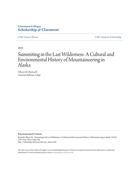 A Cultural and Environmental History of Mountaineering in Alaska Allison M