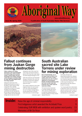 Aboriginalboriginal Way Issue 80, Spring 2020 a Publication of South Australian Native Title Services