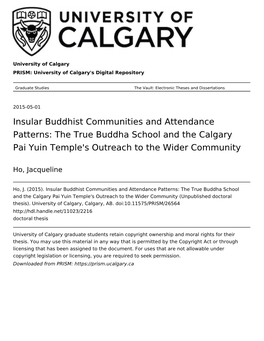 The True Buddha School and the Calgary Pai Yuin Temple's Outreach to the Wider Community