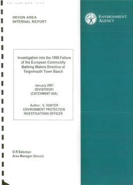 Investigation Into the 1999 Failure of the European Community Bathing Waters Directive at Teignmouth Town Beach