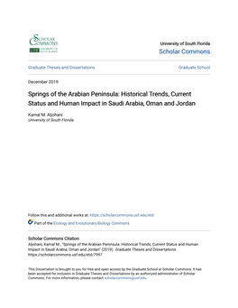 Springs of the Arabian Peninsula: Historical Trends, Current Status and Human Impact in Saudi Arabia, Oman and Jordan