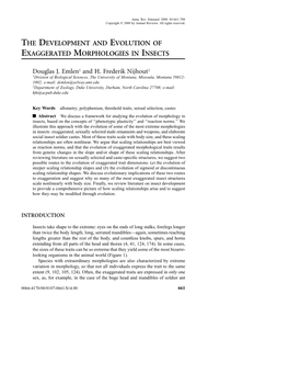 The Development and Evolution of Exaggerated Morphologies in Insects