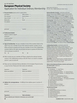 European Physical Society Application for Individual Ordinary