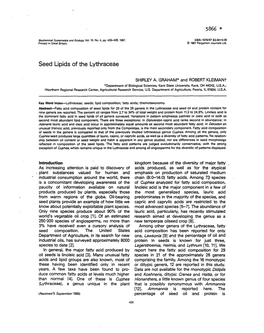 Seed Lipids of the Lythraceae