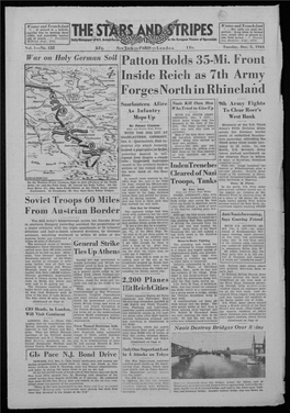 Patton Holds 35-Mi. Front Inside Reich As 7Th Army Forges North In