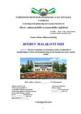 Bitiruv Malakaviy Ishi