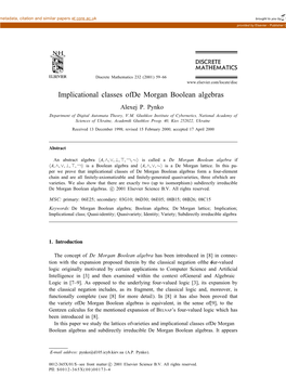 Implicational Classes of De Morgan Boolean Algebras