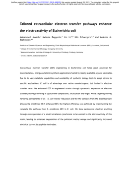 Tailored Extracellular Electron Transfer Pathways Enhance The