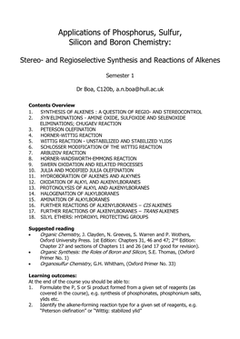 Applications of Phosphorus, Sulfur, Silicon and Boron Chemistry