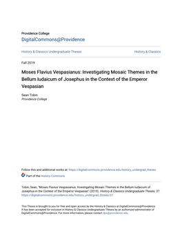 Investigating Mosaic Themes in the Bellum Iudaicum of Josephus in the Context of the Emperor Vespasian