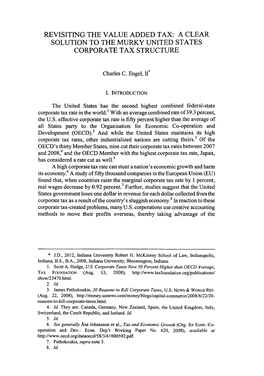 Revisiting the Value Added Tax: a Clear Solution to the Murky United States Corporate Tax Structure