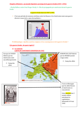 Un Monde Bipolaire Au Temps De La Guerre Froide (1947- 1991)