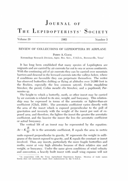 Review of Collections of Lepidoptera by Airplane