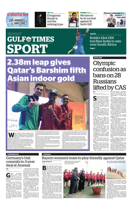 2.38M Leap Gives Qatar's Barshim Fifth Asian Indoor Gold